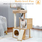 Cat Tree 35 Inches Wooden Cat Tower with Double Condos, Spacious Perch, Fully Wrapped Scratching Sisal Posts and Replaceable Dangling Balls-Walnut