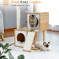 Cat Tree 35 Inches Wooden Cat Tower with Double Condos, Spacious Perch, Fully Wrapped Scratching Sisal Posts and Replaceable Dangling Balls-Walnut