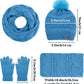 Womens Winter Warm Sets Knitted Fur Pompoms Beanie Hat Circle Loop Scarf Touch Screen Gloves Winter Favor Accessories