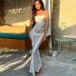 New Elegant White Satin Long Dress for Women
