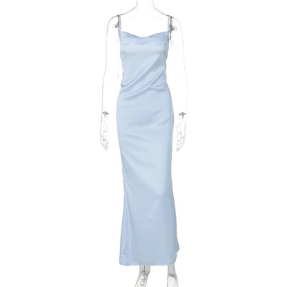 New Elegant White Satin Long Dress for Women