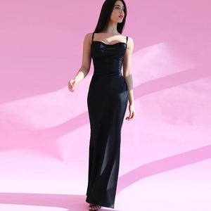 New Elegant White Satin Long Dress for Women