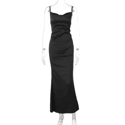 New Elegant White Satin Long Dress for Women